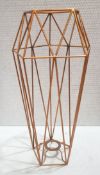 1 x CHELSOM Diamond Table Lamp Copper Metal Cage Shade Geometric Style