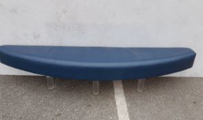 2 x Blue Snake Skin Curved Low Bench With Clear Acrylic Legs and LED Underlighting - Length