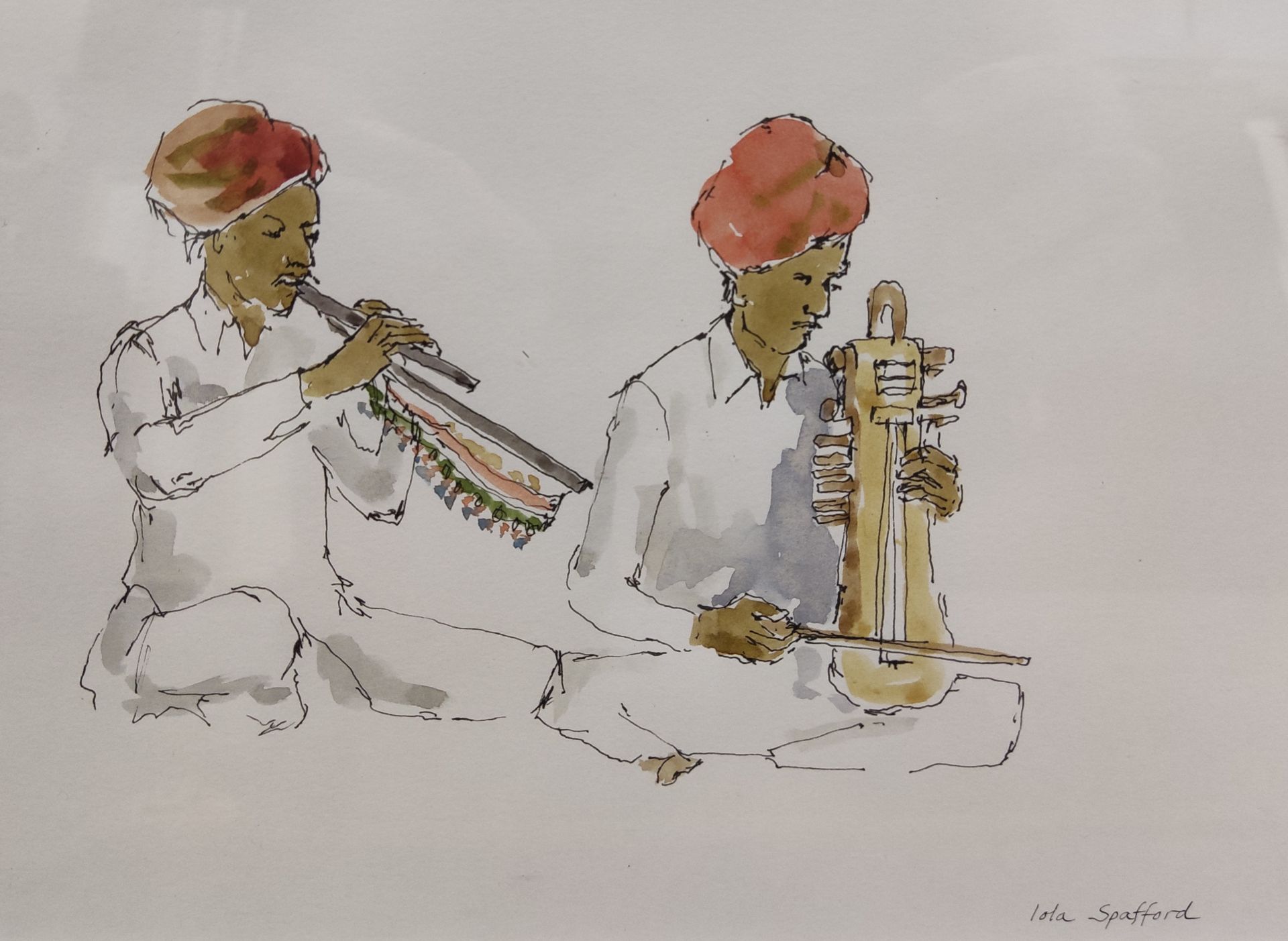 1 x Indian Musicians Watercolour by Iola Spafford - Ref: CNT431 - CL845 - Location: Altrincham - Image 2 of 8