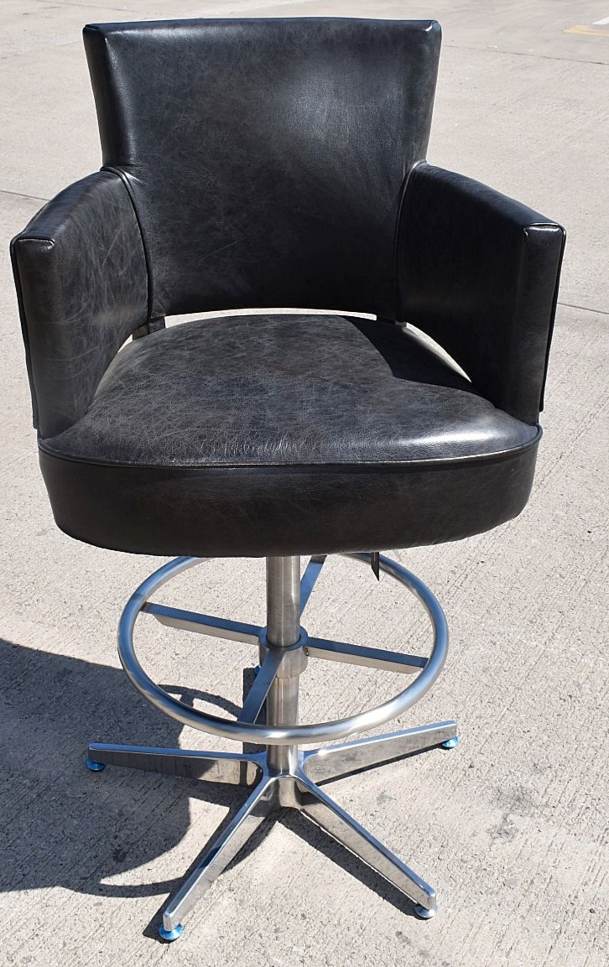 1 x TIMOTHY OULTON 'Swinderby' Luxury Distressed Black Leather Barstool  - Original Price £1,800 - - Image 2 of 18