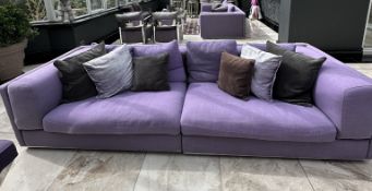 1 x EICHHOLTZ Designer 4-Seater 2.8-Metre Long Sofa Settee, Upholstered In A Premium Woven Purple