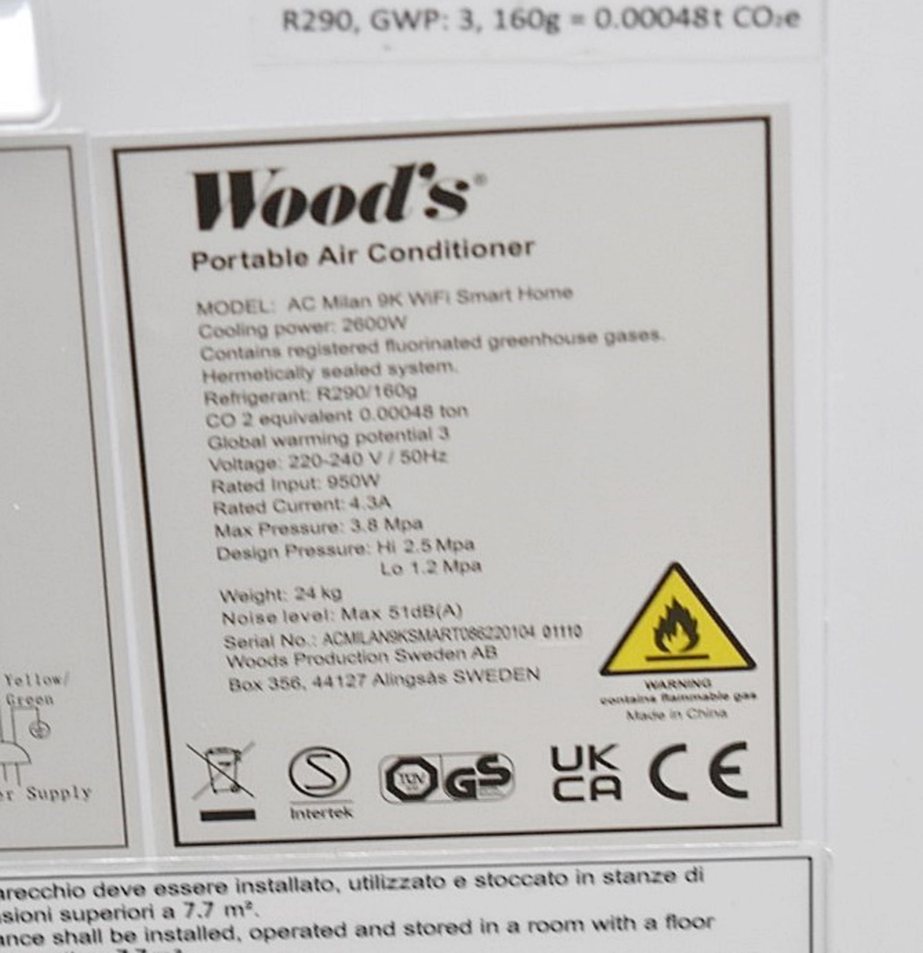 1 x WOODS Milan 9K Freestanding Air Conditioner Unit - Original RRP £449.00 - Unused Boxed - Image 16 of 20