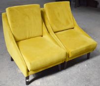 Pair Of Contemporary Commercial Armchairs, Upholstered In A Premium Canary Yellow Chenille - Ref: