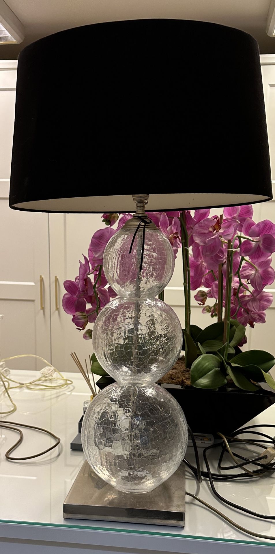 1 x Beautiful PORTO ROMANO Crystal Glass Lamp And Suedette Shade