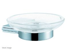 1 x WATERFRONT 'Blade' Glass Soap Dish With Holder In Chrome - Ref: BL520 - Unused Boxed Stock -