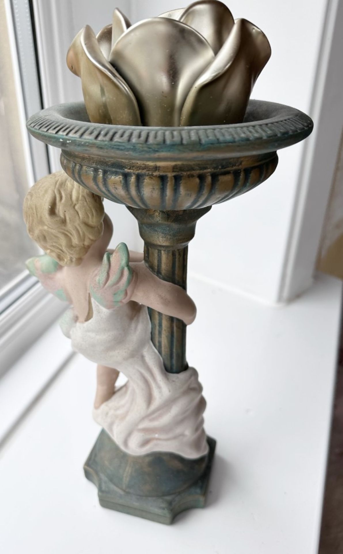 2 x Vintage French Porcelain Cherub Candle Holders - Image 6 of 9