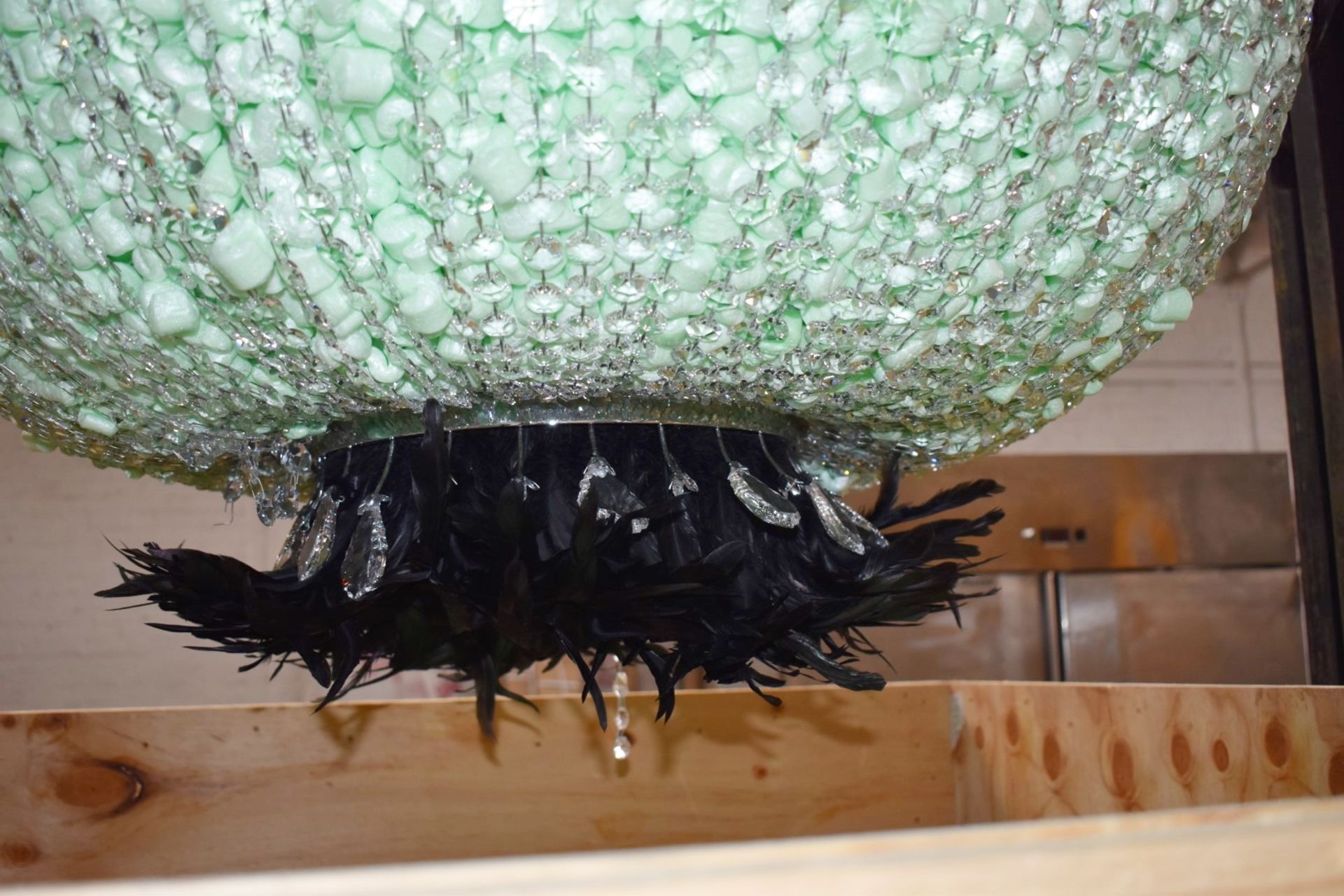 1 x Impressive 1.3-Metre Tall Chandelier Adorned With Crystal Glass Droplets and Genuine Black - Image 3 of 10