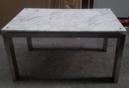 1 x Marble-Effect Dining Table With Metal Base - Ref: REN246 - CL999 - Location: Altrincham