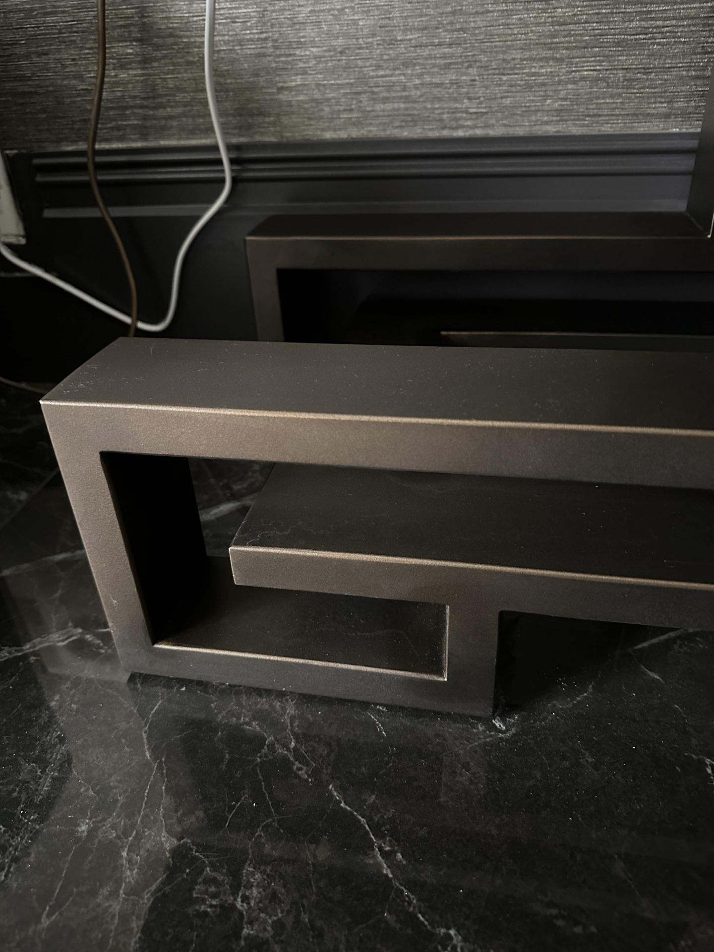 1 x DESIGNER Black Glass and Brass Art Deco Style Side Table - Image 2 of 5