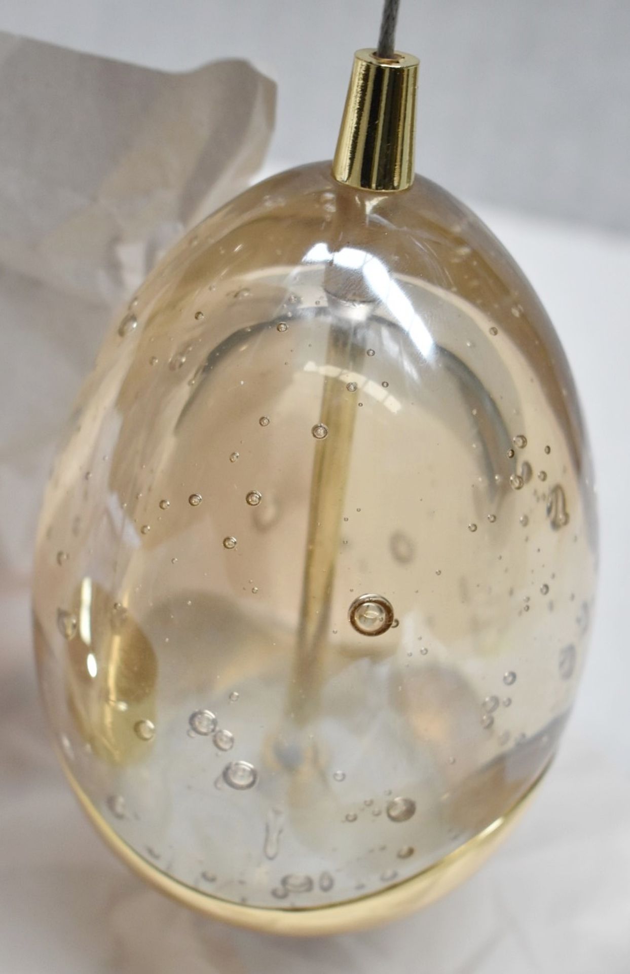 3 x Illuminati 'Terrene' Single Pendant Lights With Champagne Bubble Glass Shade And Gold Finish - - Image 7 of 13