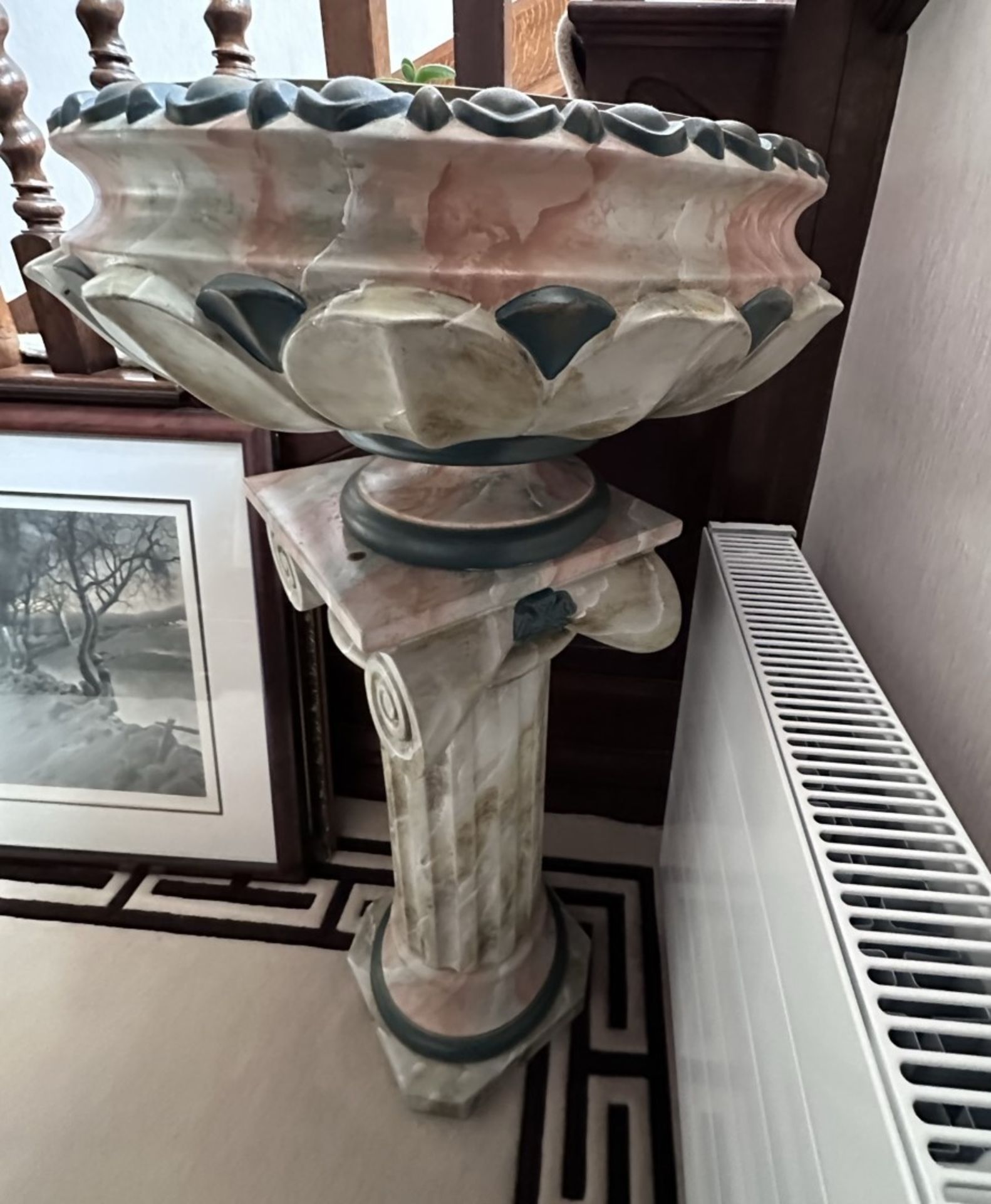 1 x  Italian Style Ceramic And Marble Indoor Planter Column And Bowl - Image 3 of 6