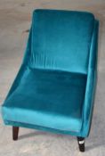 1 x Contemporary Commercial Armchair, Upholstered In A Premium Deep Teal Chenille - Ref: JMS207 -