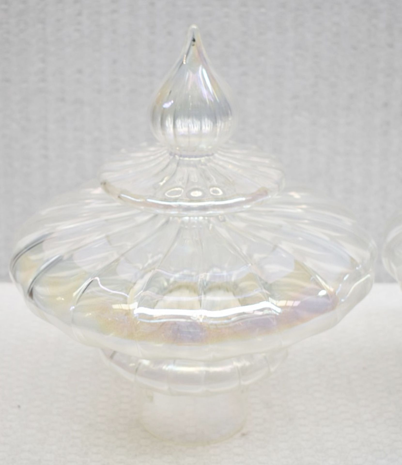 1 x HEATHFIELD & CO Luxury 'Basilca' Triple Pendant Light In Polished Nickel, With Fluted Artisan - Image 8 of 17