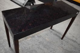 1 x Opulent Artisan Console Table With An Aubergine Hued Parquetry Laquered Top With Wenge Legs - NO