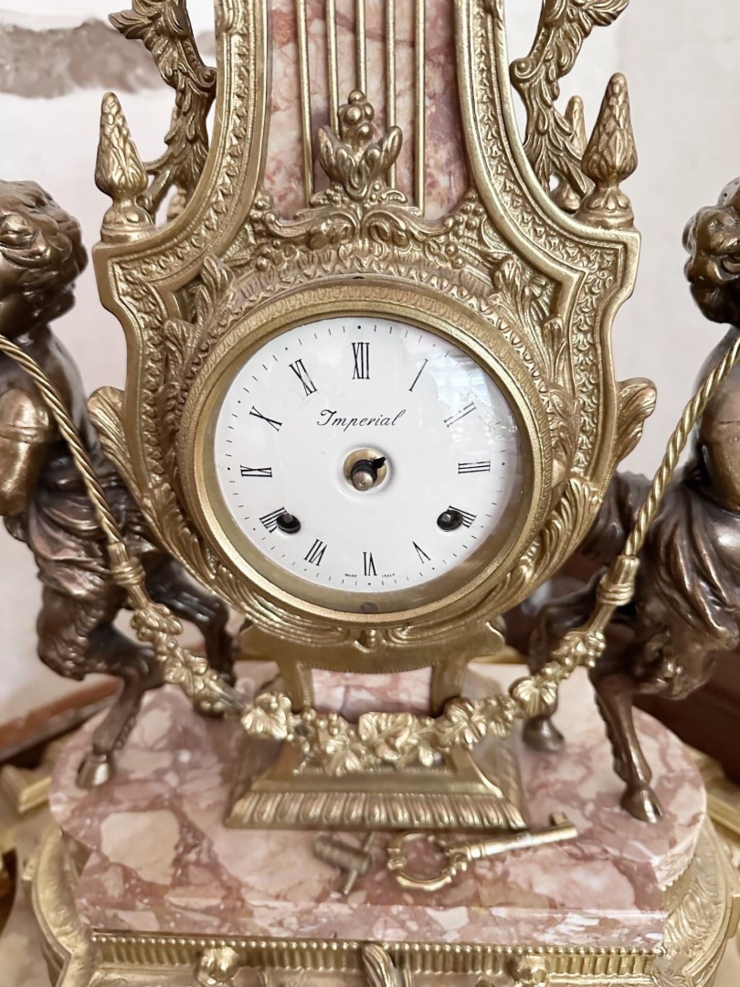 1 x Stunning Italian FRANZ HERMLE Imperial Bronze And Marble Mantle Clock - Image 3 of 10