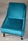 1 x Contemporary Commercial Armchair, Upholstered In A Premium Deep Teal Chenille - Ref: JMS208 -