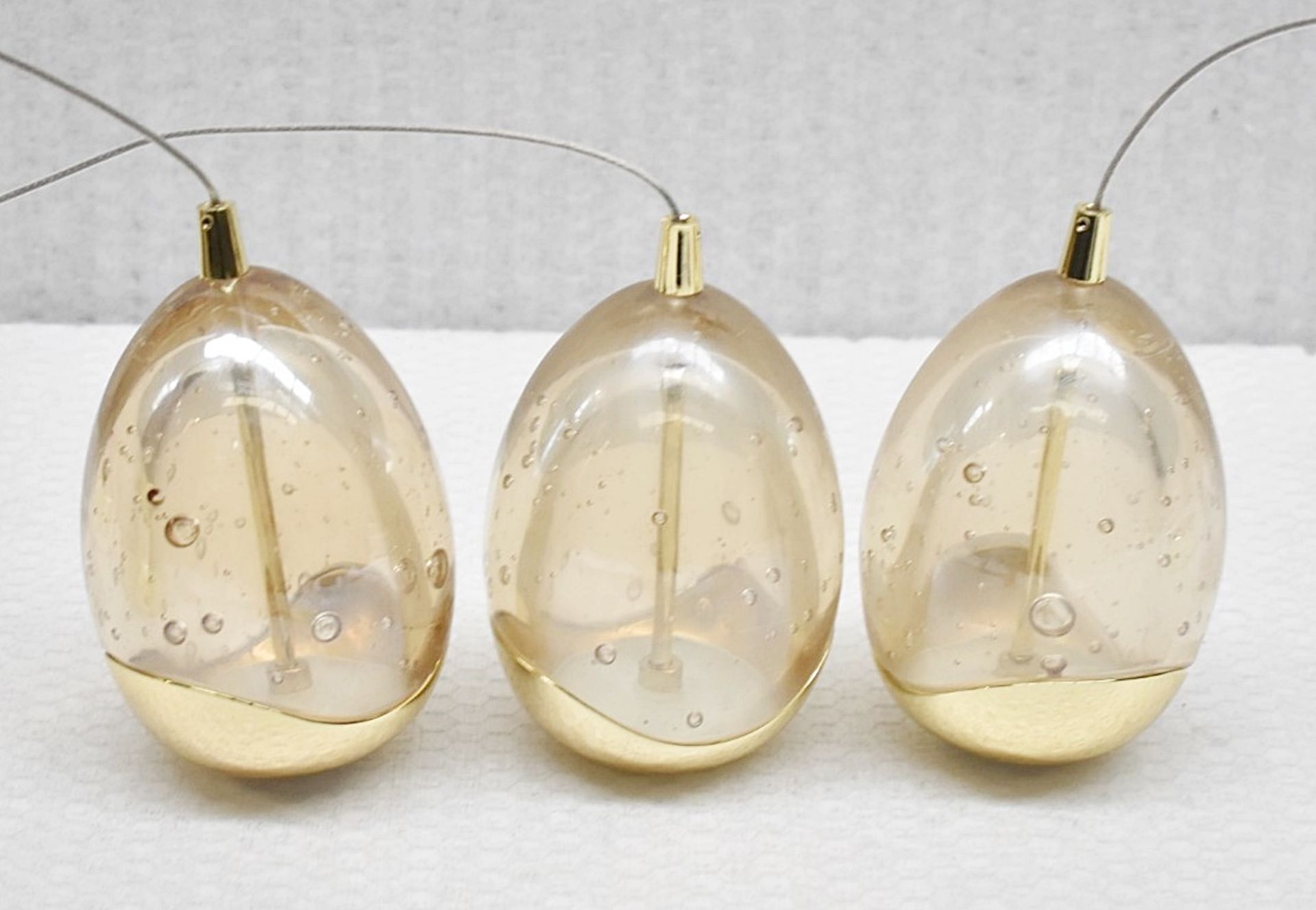 3 x Illuminati 'Terrene' Single Pendant Lights With Champagne Bubble Glass Shade And Gold Finish - - Image 3 of 13