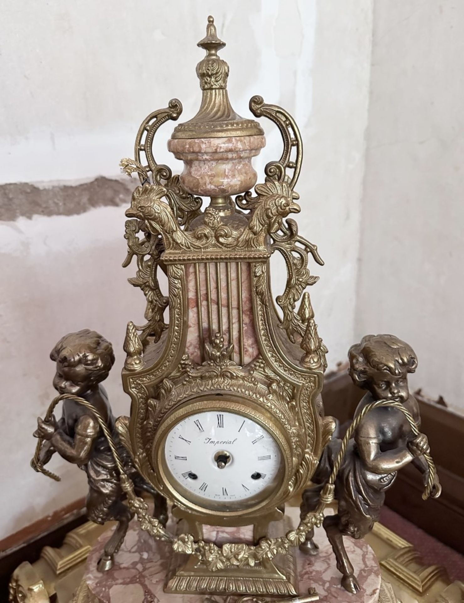 1 x Stunning Italian FRANZ HERMLE Imperial Bronze And Marble Mantle Clock - Image 7 of 10