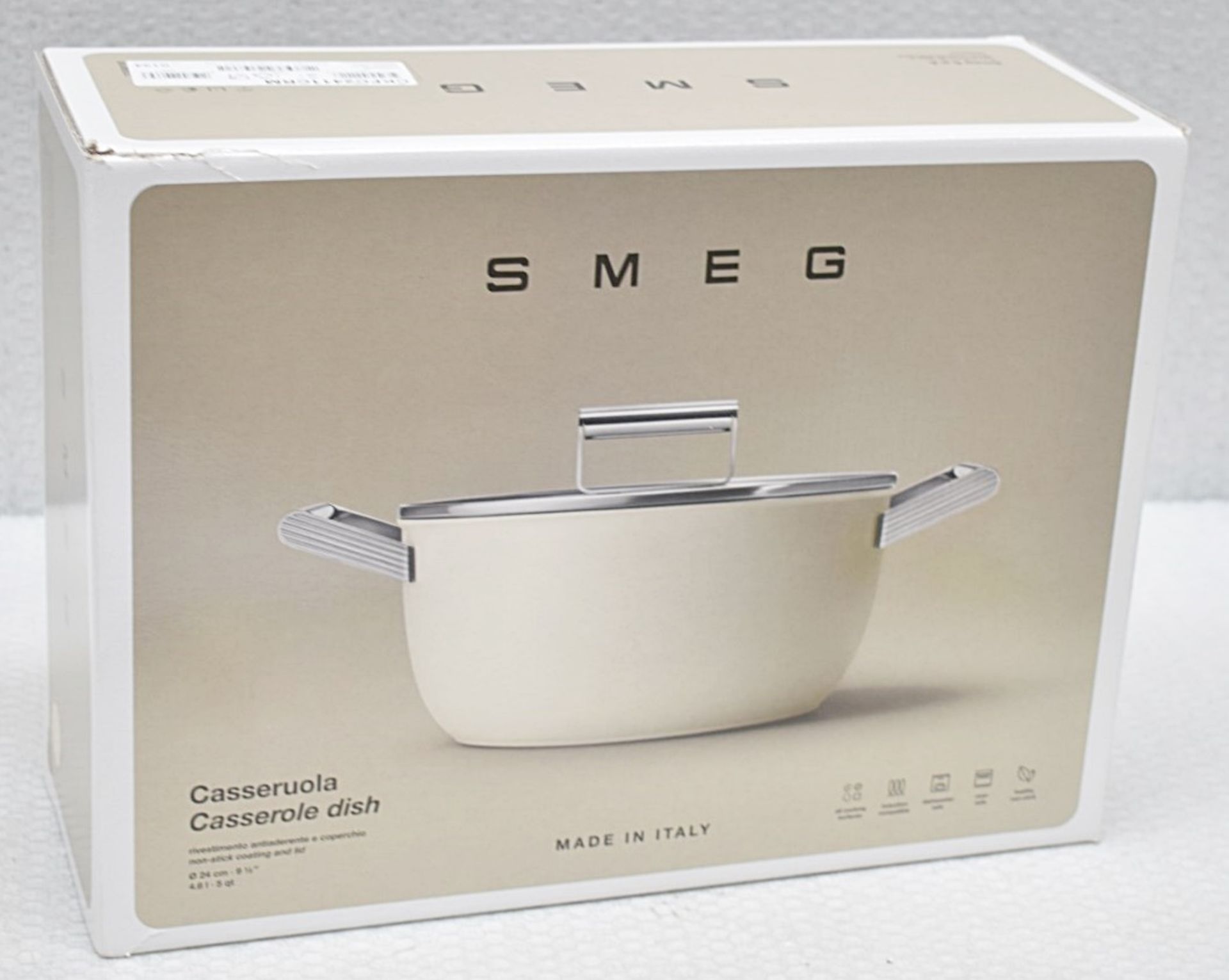 1 x SMEG 50s-Style Casserole Pan with Lid in Matte Cream (24cm) - Original Price £169.95 - Image 3 of 18