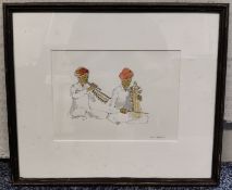 1 x Indian Musicians Watercolour by Iola Spafford - Ref: CNT431 - CL845 - Location: Altrincham
