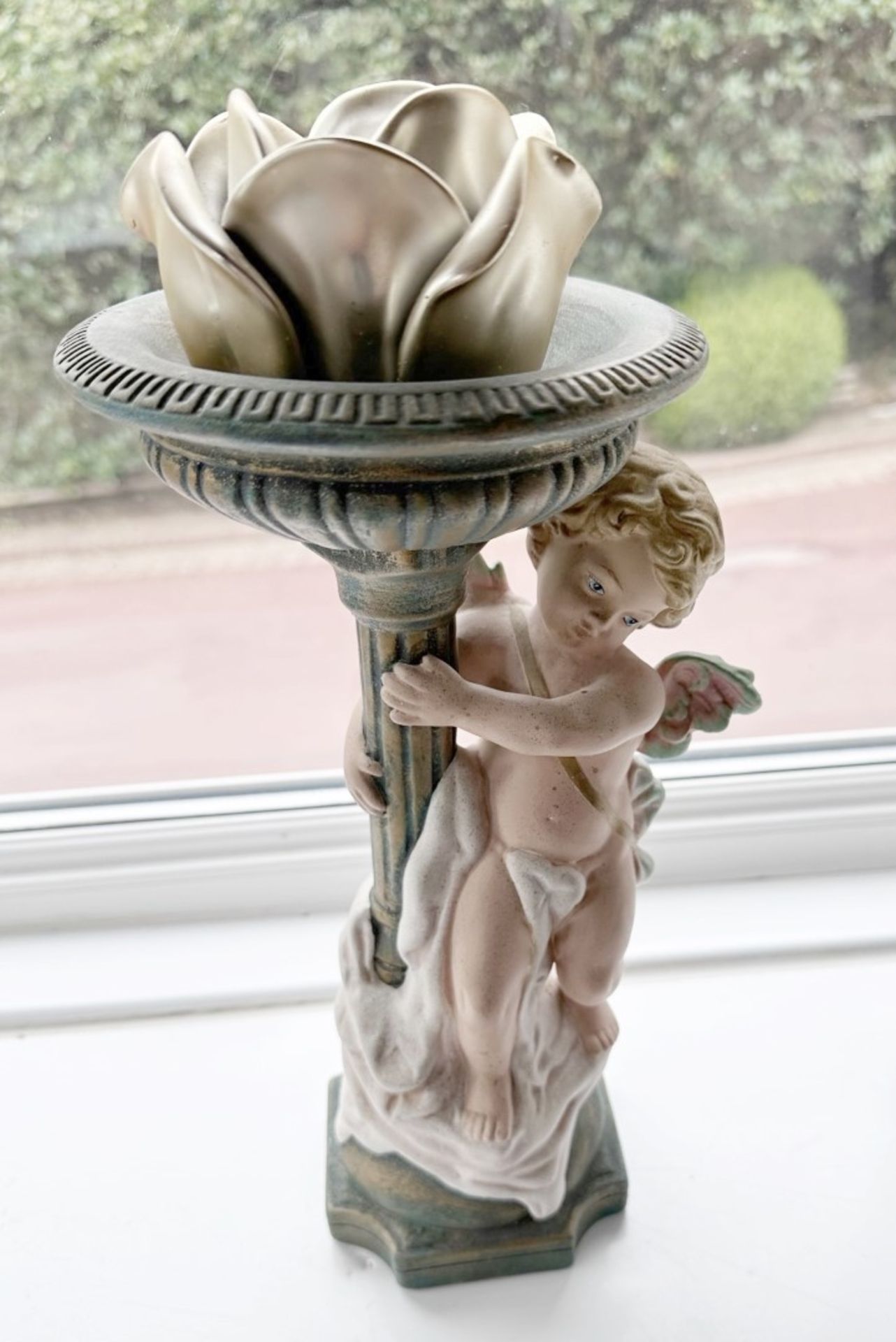 2 x Vintage French Porcelain Cherub Candle Holders
