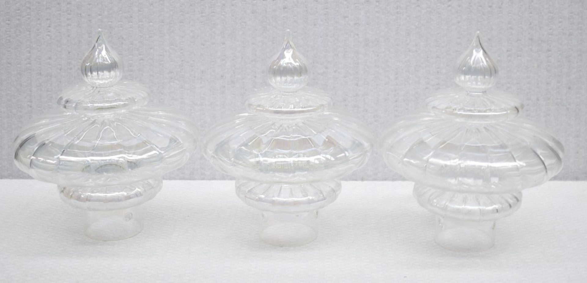 1 x HEATHFIELD & CO Luxury 'Basilca' Triple Pendant Light In Polished Nickel, With Fluted Artisan - Image 2 of 11