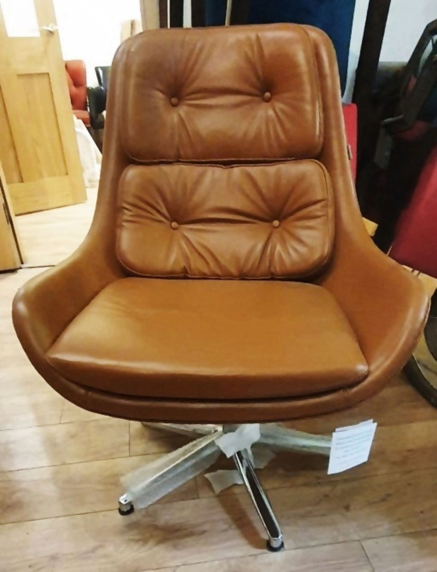 1 x STEIJER 'Super Easy' Designer Swivel Lounge Chair In Tan - Ex-Display Example - Image 2 of 6