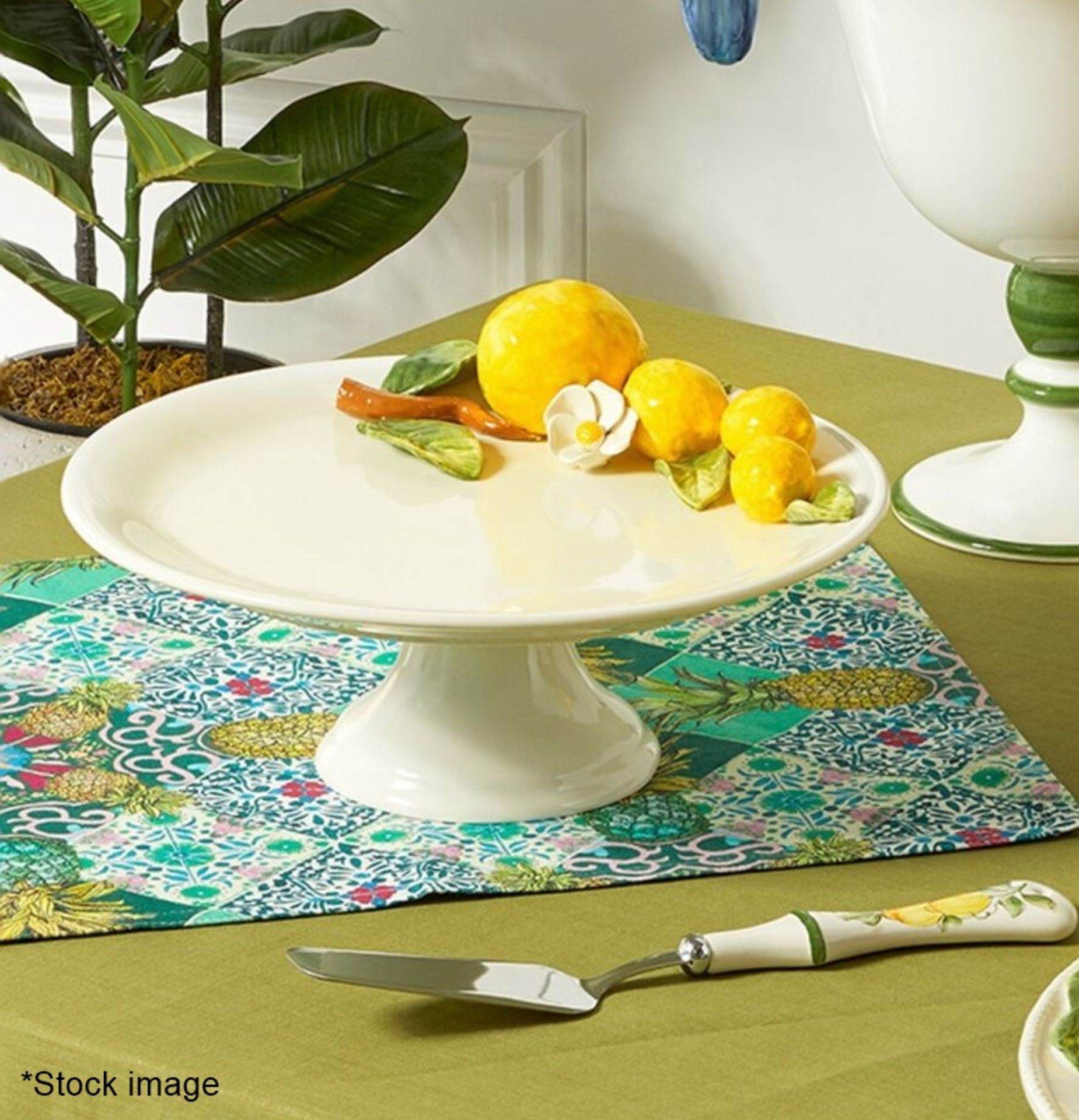 1 x LES-OTTOMANS 'Lemon' Hand-painted Porcelain Cake Stand (15cm) - Original Price £128.00 - Ex- - Image 2 of 14