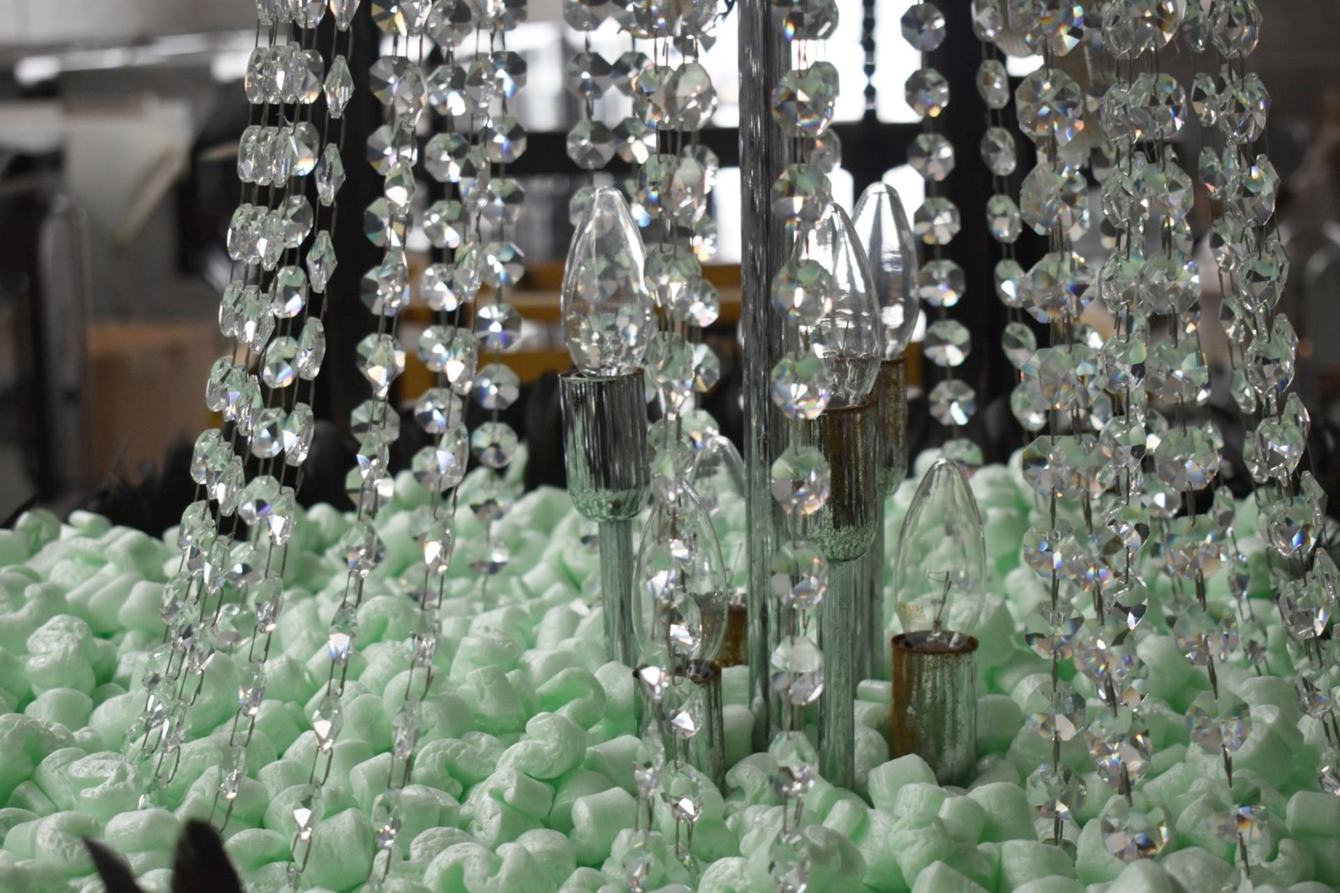 1 x Impressive 1.3-Metre Tall Chandelier Adorned With Crystal Glass Droplets and Genuine Black - Image 9 of 10