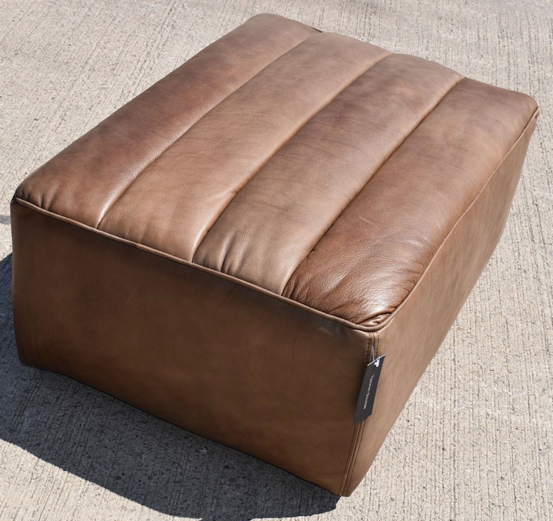 1 x TIMOTHY OULTON 'Shabby' Luxury Upholstered Footstool in a Distressed Brown Leather - RRP £1,500 - Image 4 of 13