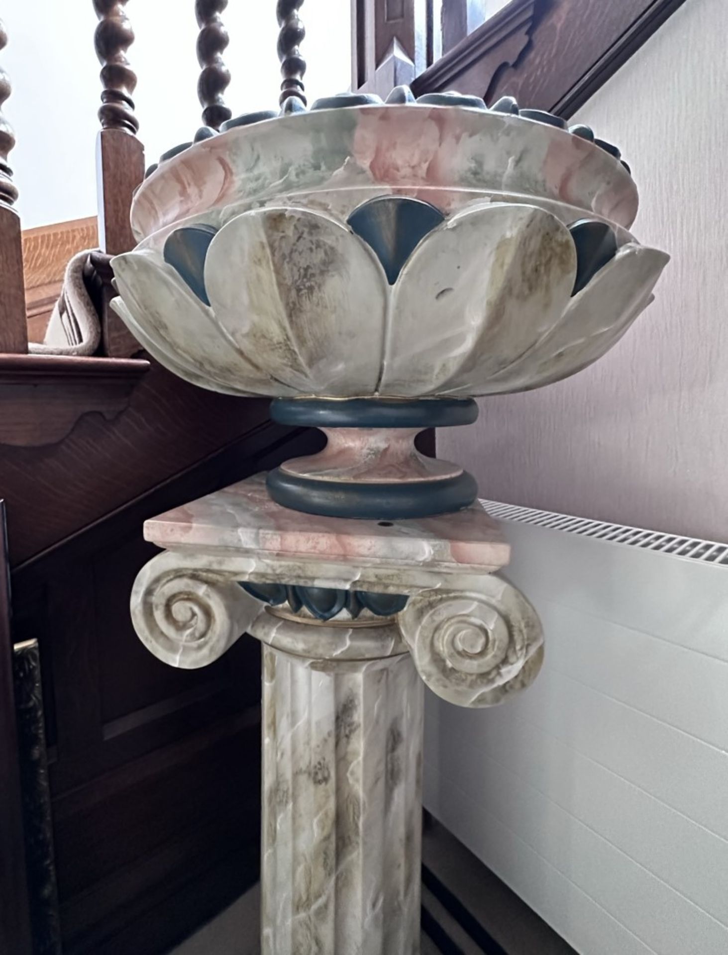 1 x  Italian Style Ceramic And Marble Indoor Planter Column And Bowl - Image 5 of 6