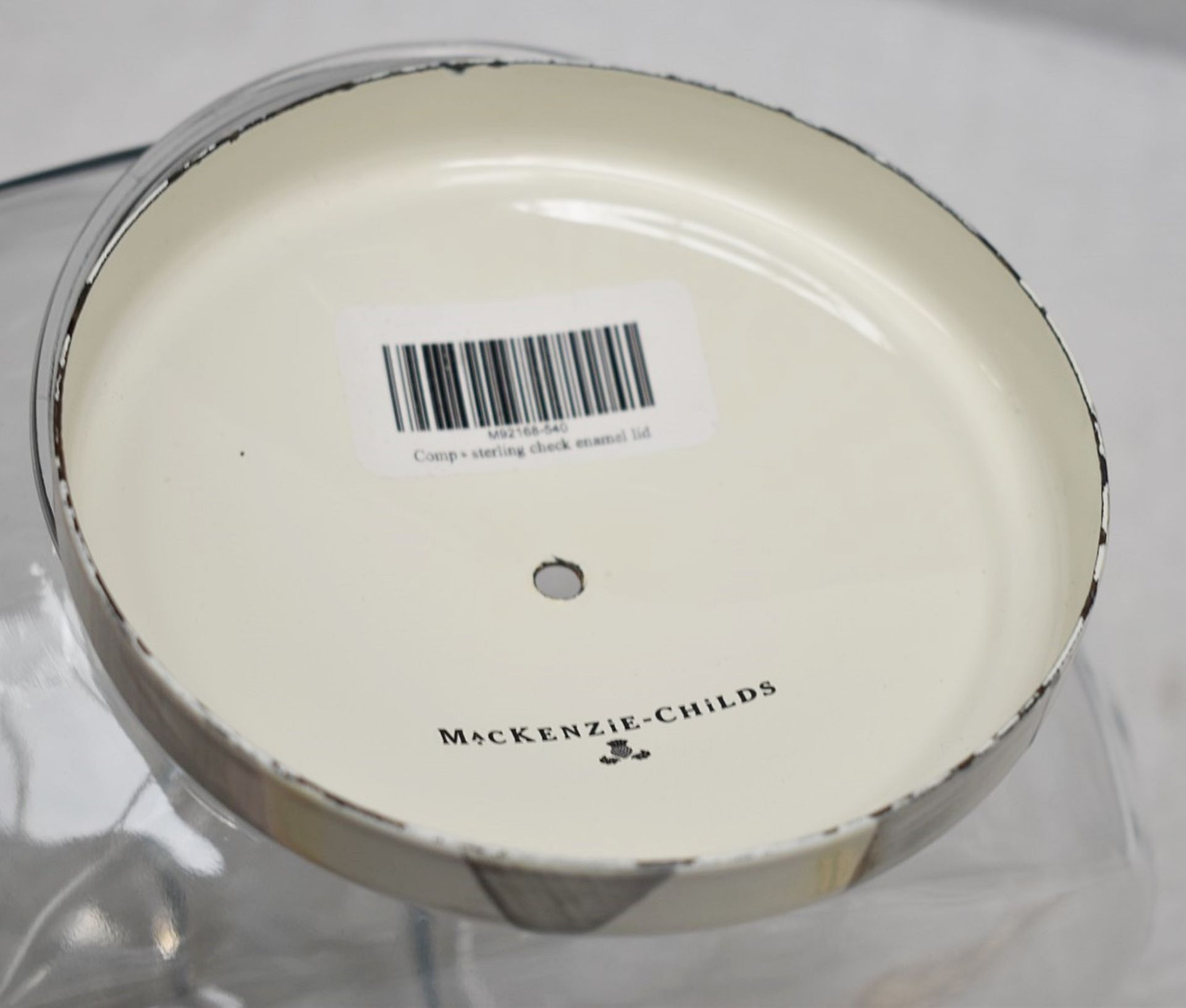 1 x MACKENZIE-CHILDS Sterling Check Cookie Jar With Enamelware Lid (20cm) - Original Price £94.95 - Image 10 of 12