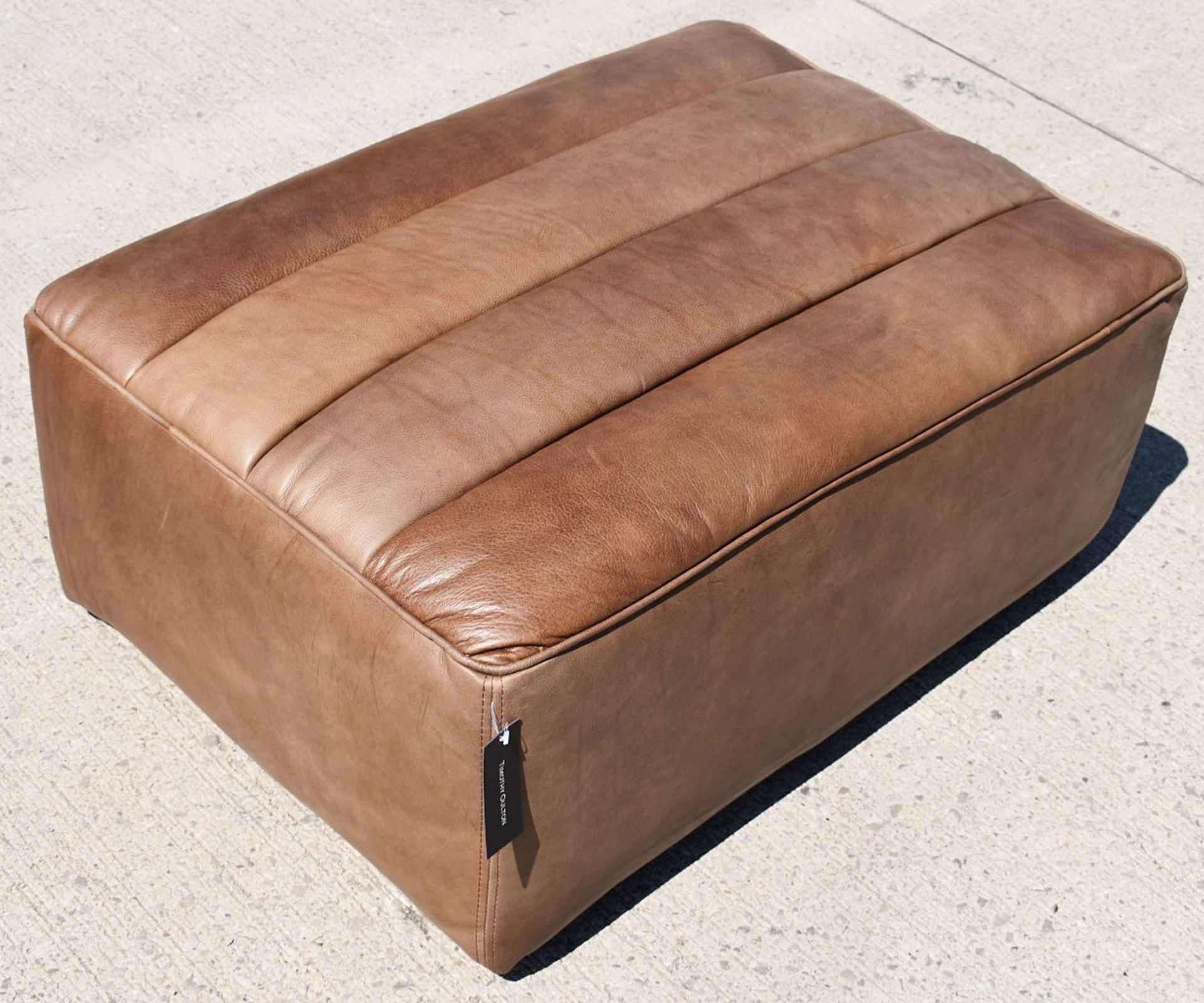 1 x TIMOTHY OULTON 'Shabby' Luxury Upholstered Footstool in a Distressed Brown Leather - RRP £1,500 - Image 2 of 13