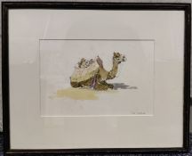 1 x Camel Resting (India) Watercolour by Iola Spafford - Ref: CNT432 - CL845 - Location: