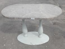 1 x Marble Table with Twin Leg Cast Iron Base - Ref: GEN225 - CL999 - Location: Altrincham