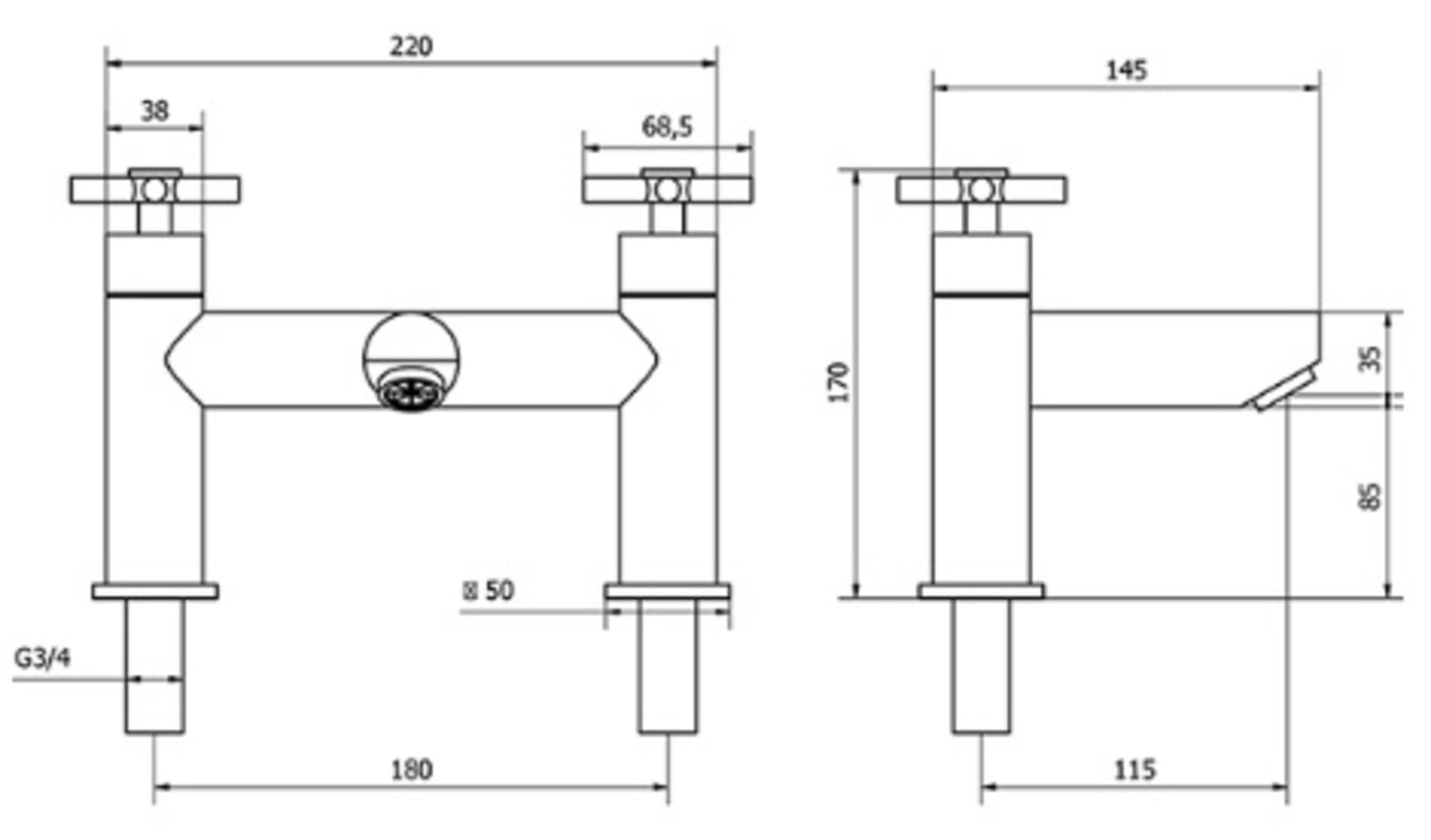 1 x Cassellie 'Dune' Stylish Modern Bath Filler With A Chrome Finish - Ref: DUN003 - New & Boxed - Image 2 of 2