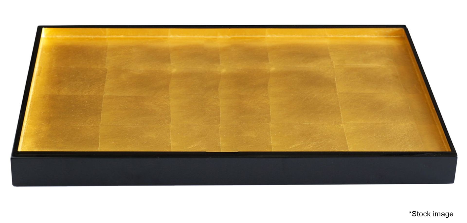 1 x POSH TRADING COMPANY 'The London' Luxury Lacquered Gold Leaf Wooden Serving Tray - Original