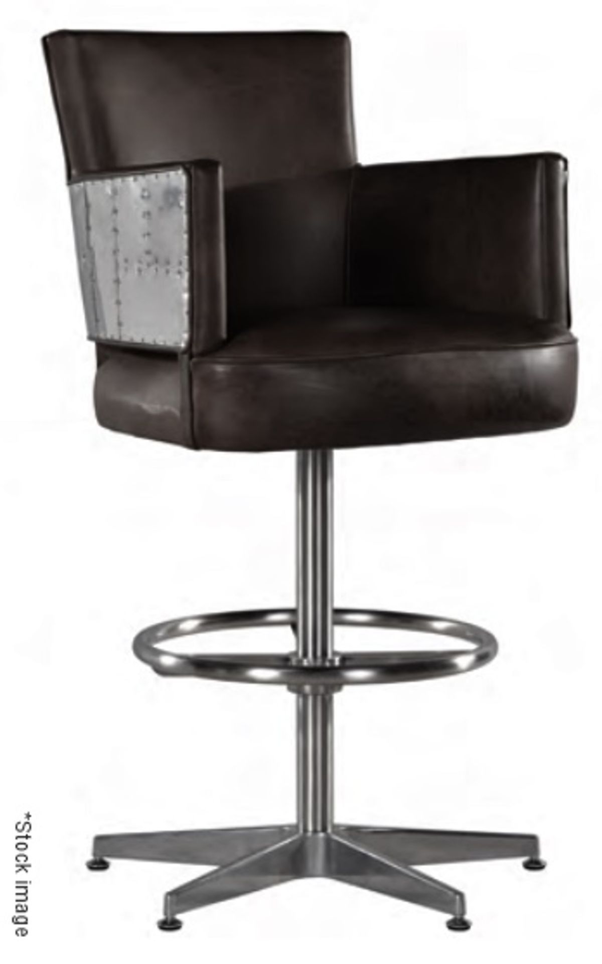 1 x TIMOTHY OULTON 'Swinderby' Luxury Distressed Black Leather Barstool  - Original Price £1,800 - Image 2 of 17