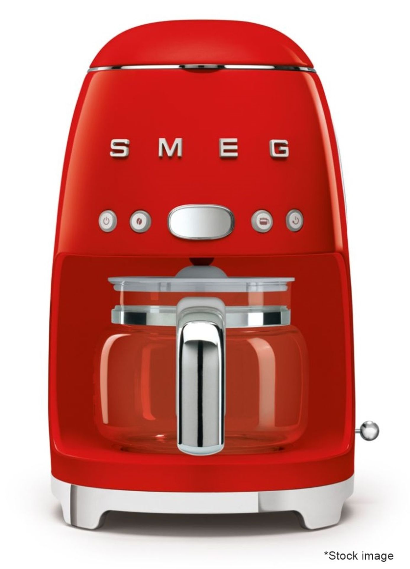 1 x SMEG Drip Retro-Style Filter Coffee Machine In Red, With Reuseable Filter And Digital