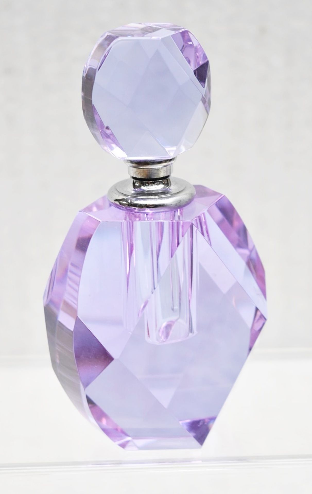 2 x Vintage-Style Cut Glass Perfume Bottles In Purple / Pink - Image 2 of 5