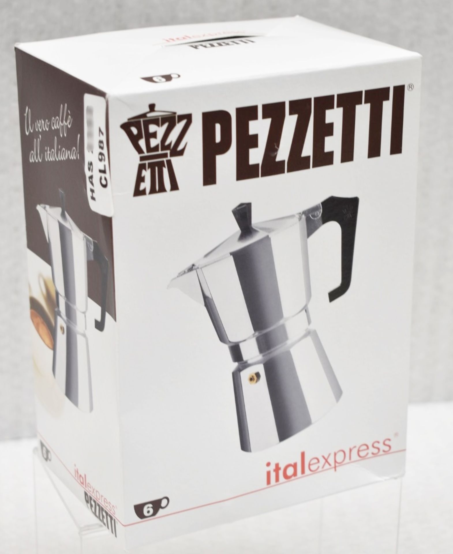 1 x PEZZETTI Italexpress Aluminium Stove Top 6-Cup Moka Pot - Unused Boxed Stock - Ref: HAS2391/