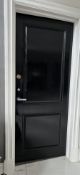 1 x Solid Oak Black Gloss Fire Door And Stainless Steel Hardware - Ref: KKH117 - CL848 - NO VAT ON