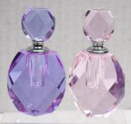 2 x Vintage-Style Cut Glass Perfume Bottles In Purple / Pink