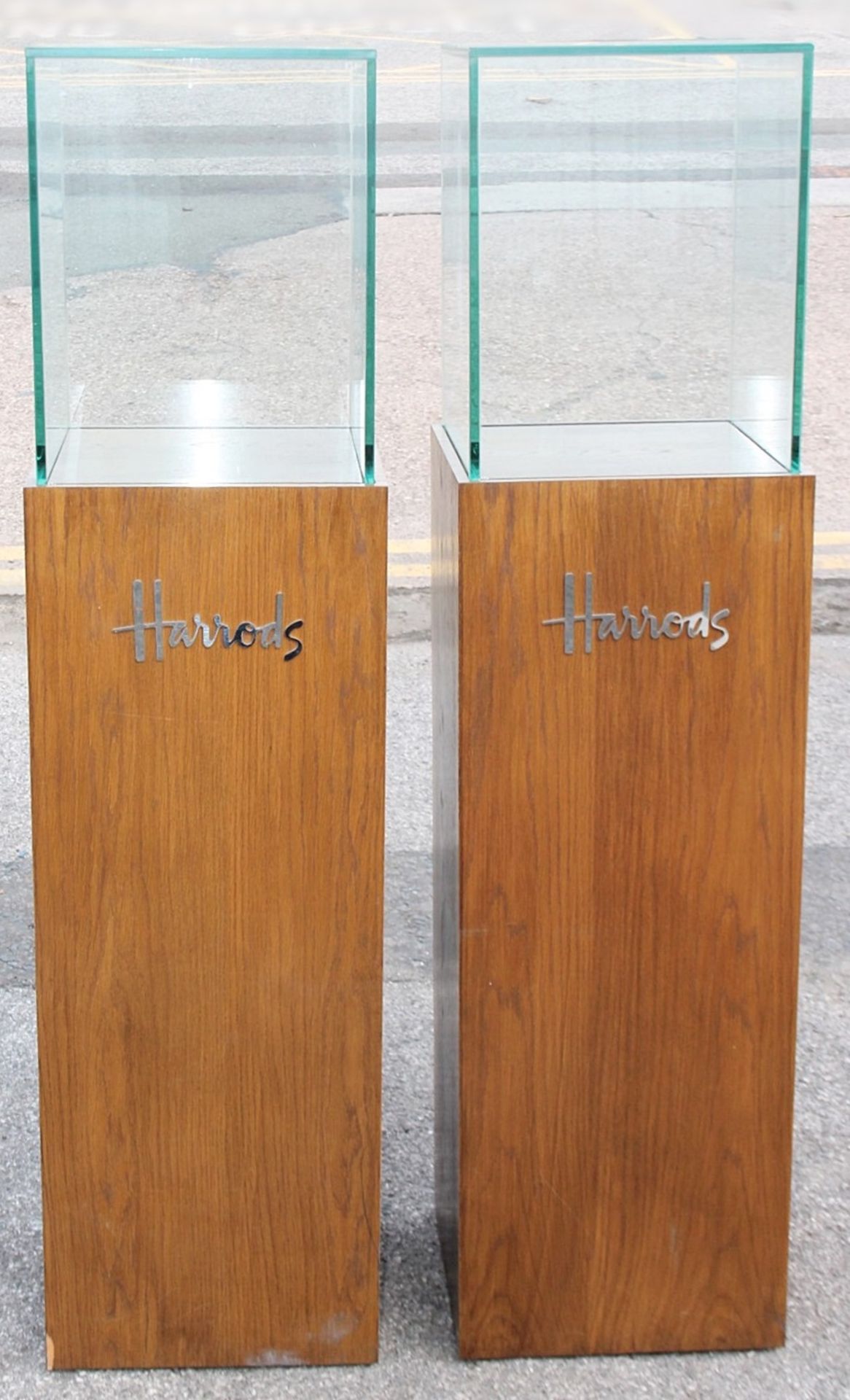 A Pair Of Wooden Plinths With Glass Tops - Recently Removed From A World-renowned London