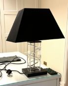 1 x Stylish GLASS Table Lamp with Black Wooden Base And Shade