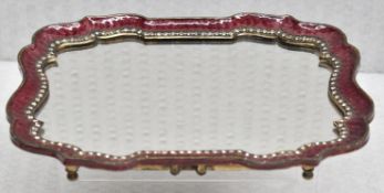 1 x Vintage Ornate Enamelled Mirrored Gem-encrusted Tray - Ref: CNT421/WH2/C23 - CL845 - NO VAT