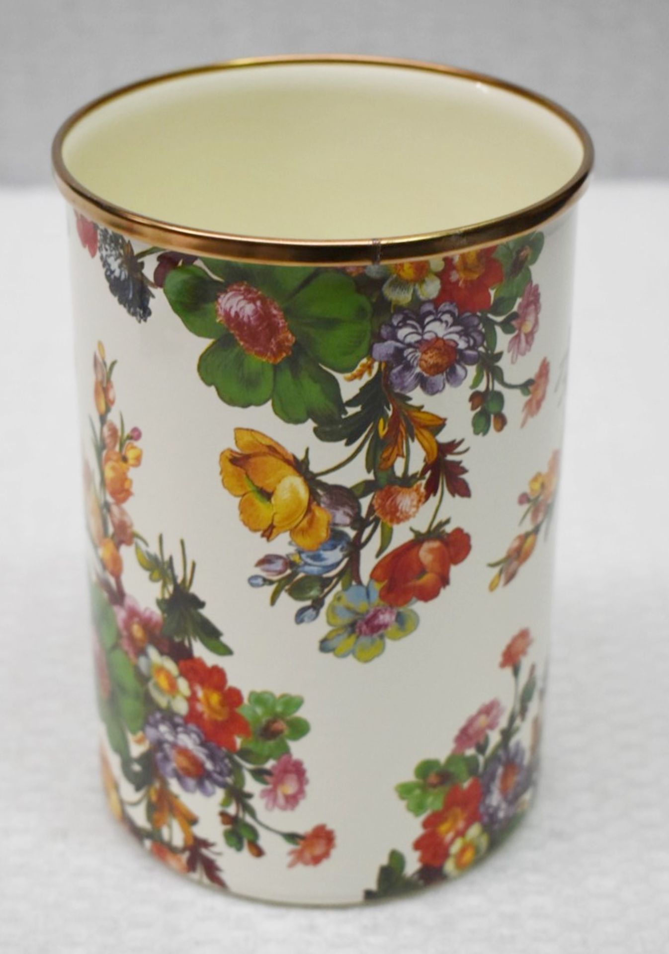 1 x MACKENZIE CHILDS Large Parchment Check Enamel Canister - Original Price £116.00 - Ref: 2091737/ - Image 3 of 4