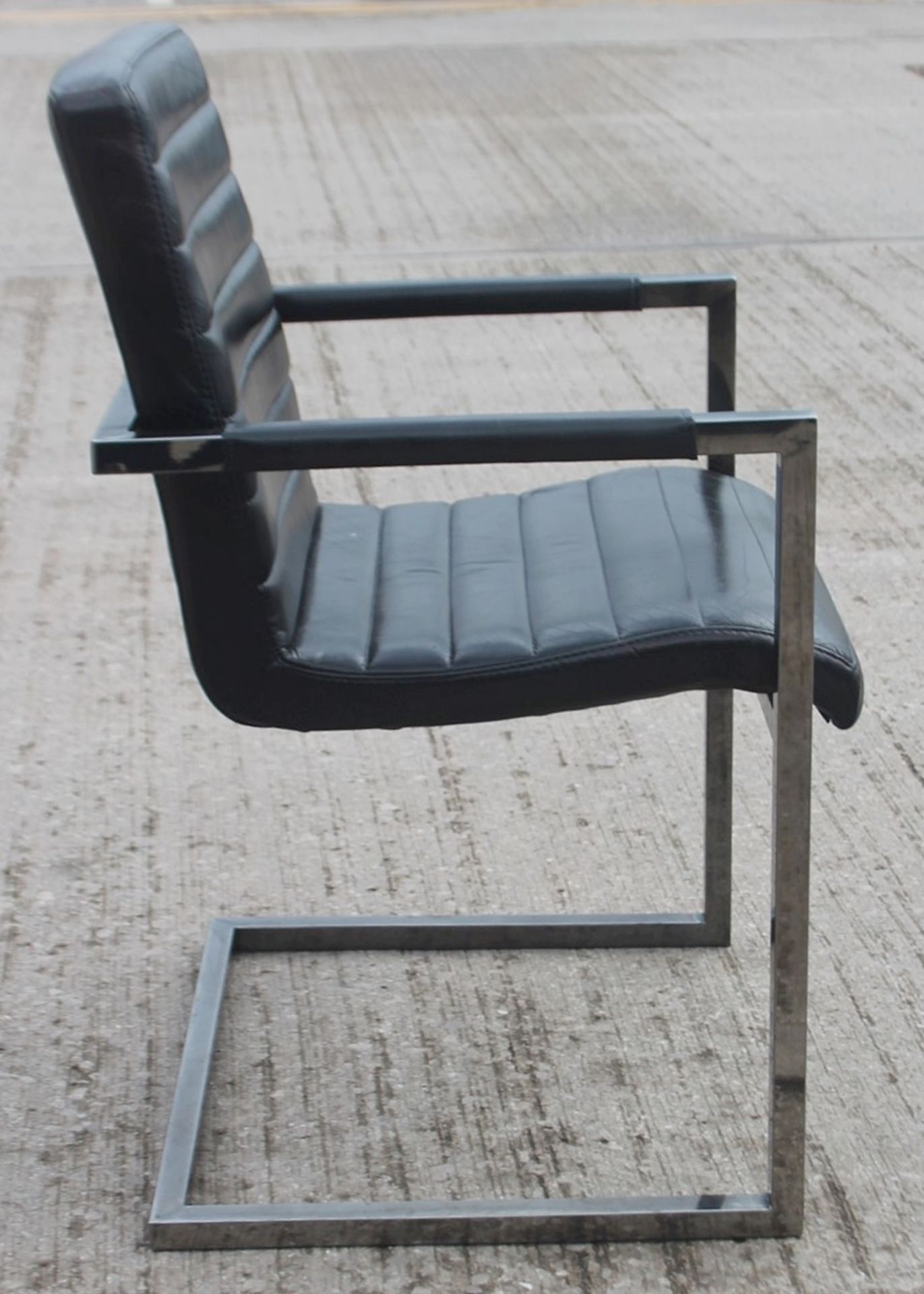 3 x Cantilever Ribbed Chairs In Black - Recently Relocated From An Exclusive Property - Ref: - Image 4 of 5