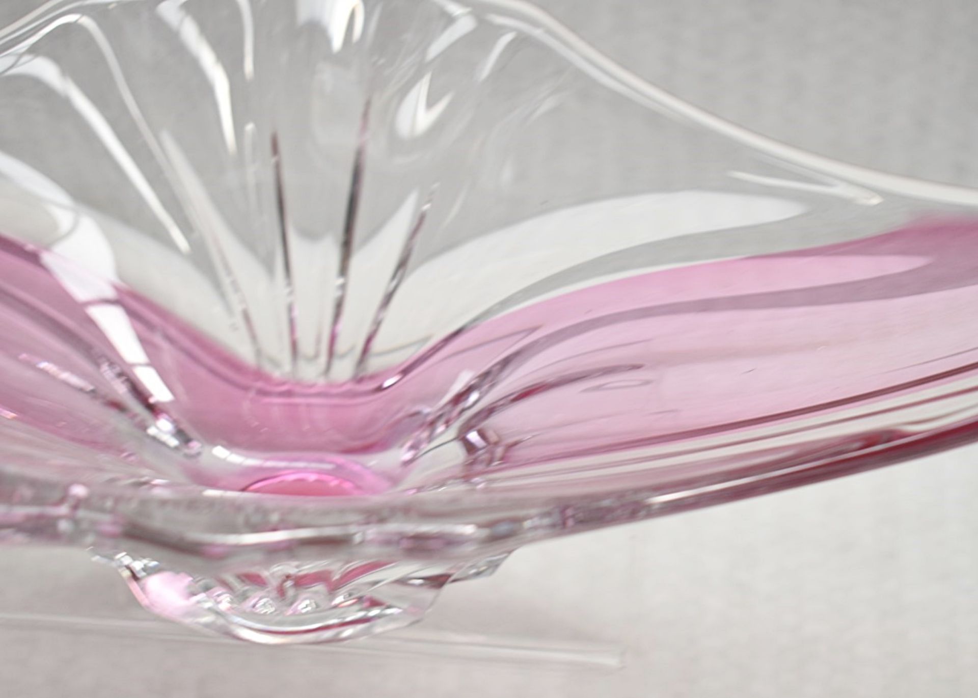 1 x Artisan Hand-blown Decorative Clear Glass Bowl With A Pink Ripple Motif - Ref: CNT756/WH2/ - Bild 5 aus 6