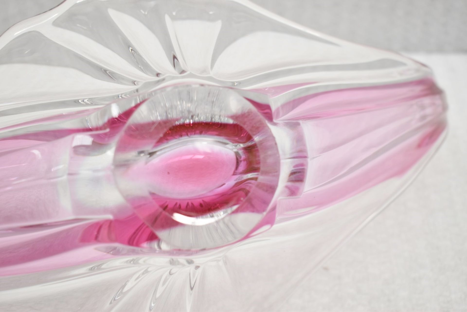 1 x Artisan Hand-blown Decorative Clear Glass Bowl With A Pink Ripple Motif - Ref: CNT756/WH2/ - Bild 4 aus 6